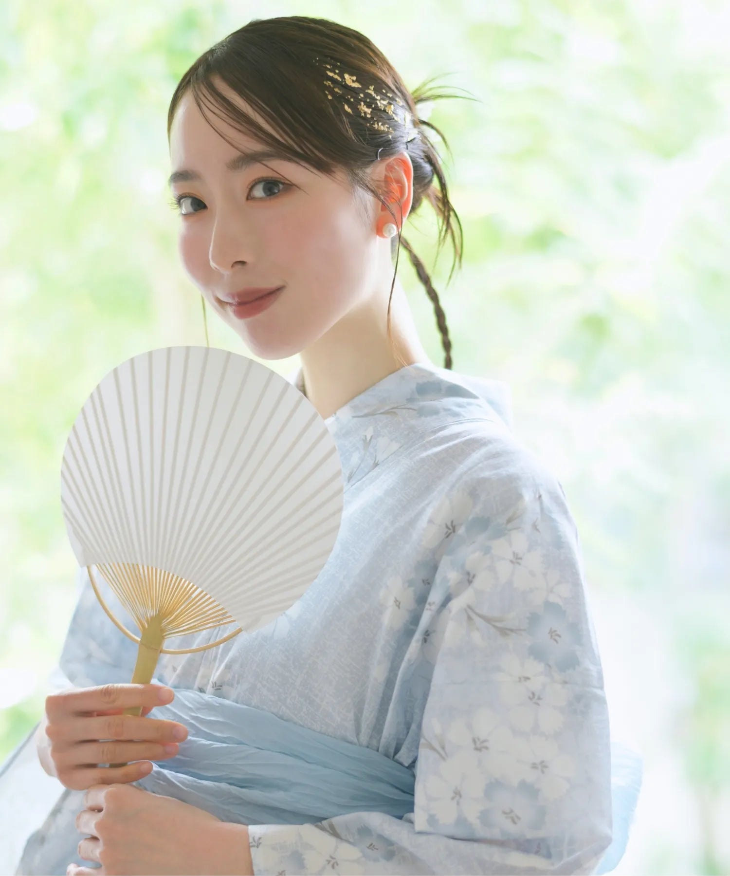 夏花浴衣 水涼撫子 下駄付き5点セット(浴衣・兵児帯・腰紐×2・下駄)