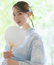 夏花浴衣 水涼撫子 下駄付き5点セット(浴衣・兵児帯・腰紐×2・下駄)