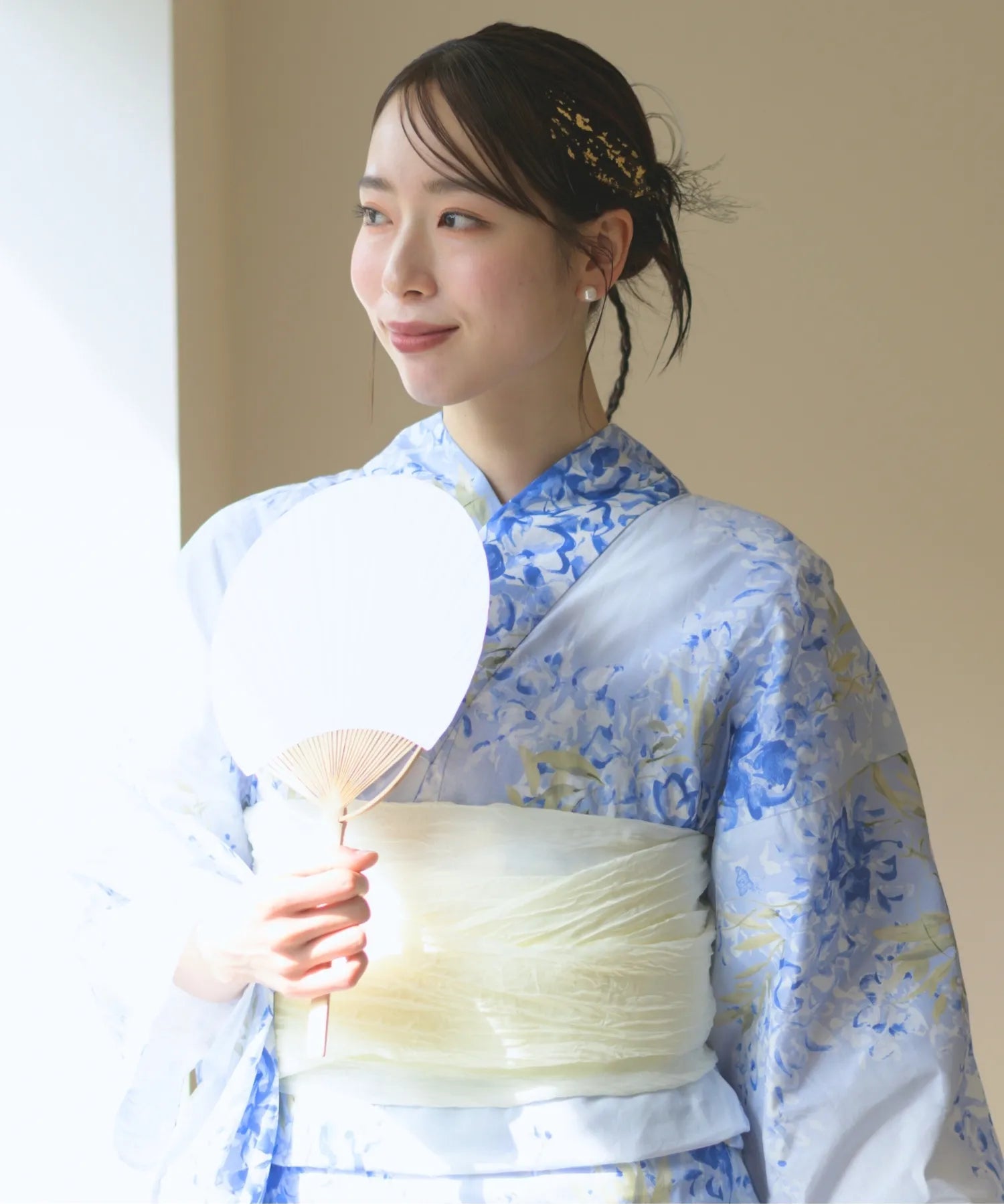 夏花浴衣 藤露の涼風 下駄付き5点セット(浴衣・兵児帯・腰紐×2・下駄)