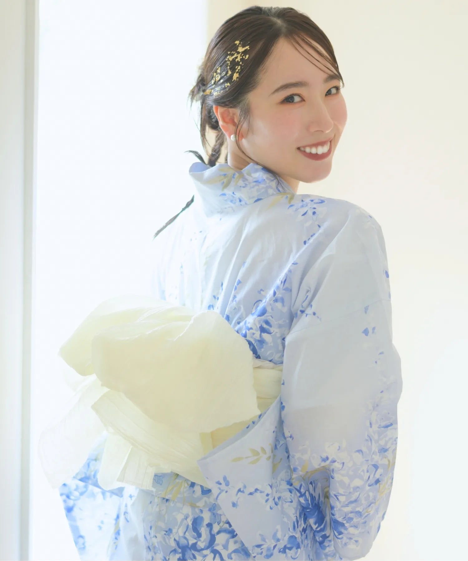 夏花浴衣 藤露の涼風 下駄付き5点セット(浴衣・兵児帯・腰紐×2・下駄)
