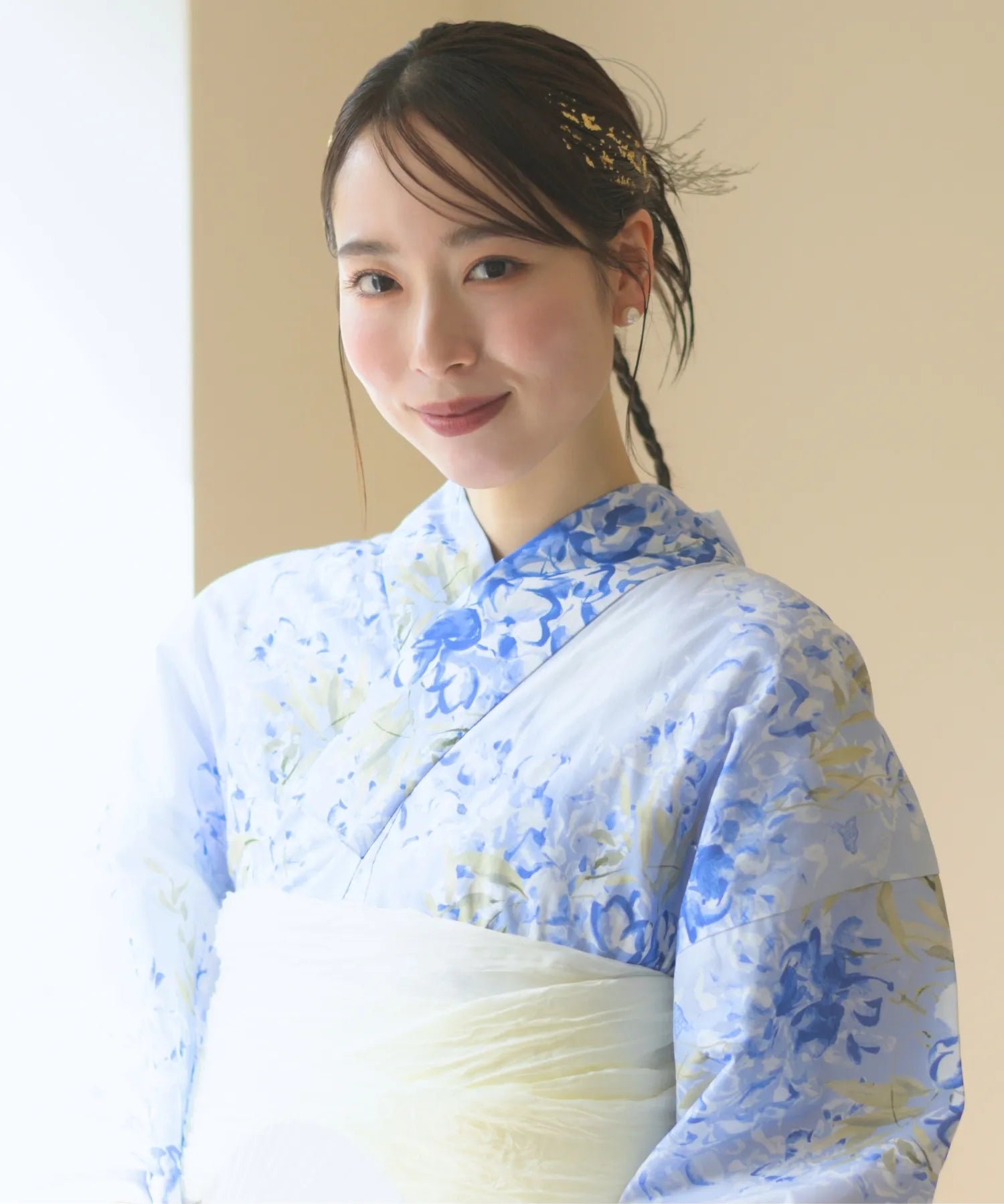 夏花浴衣 藤露の涼風 下駄付き5点セット(浴衣・兵児帯・腰紐×2・下駄)