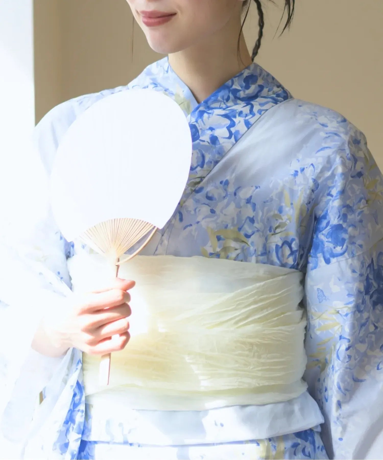夏花浴衣 藤露の涼風 下駄付き5点セット(浴衣・兵児帯・腰紐×2・下駄)