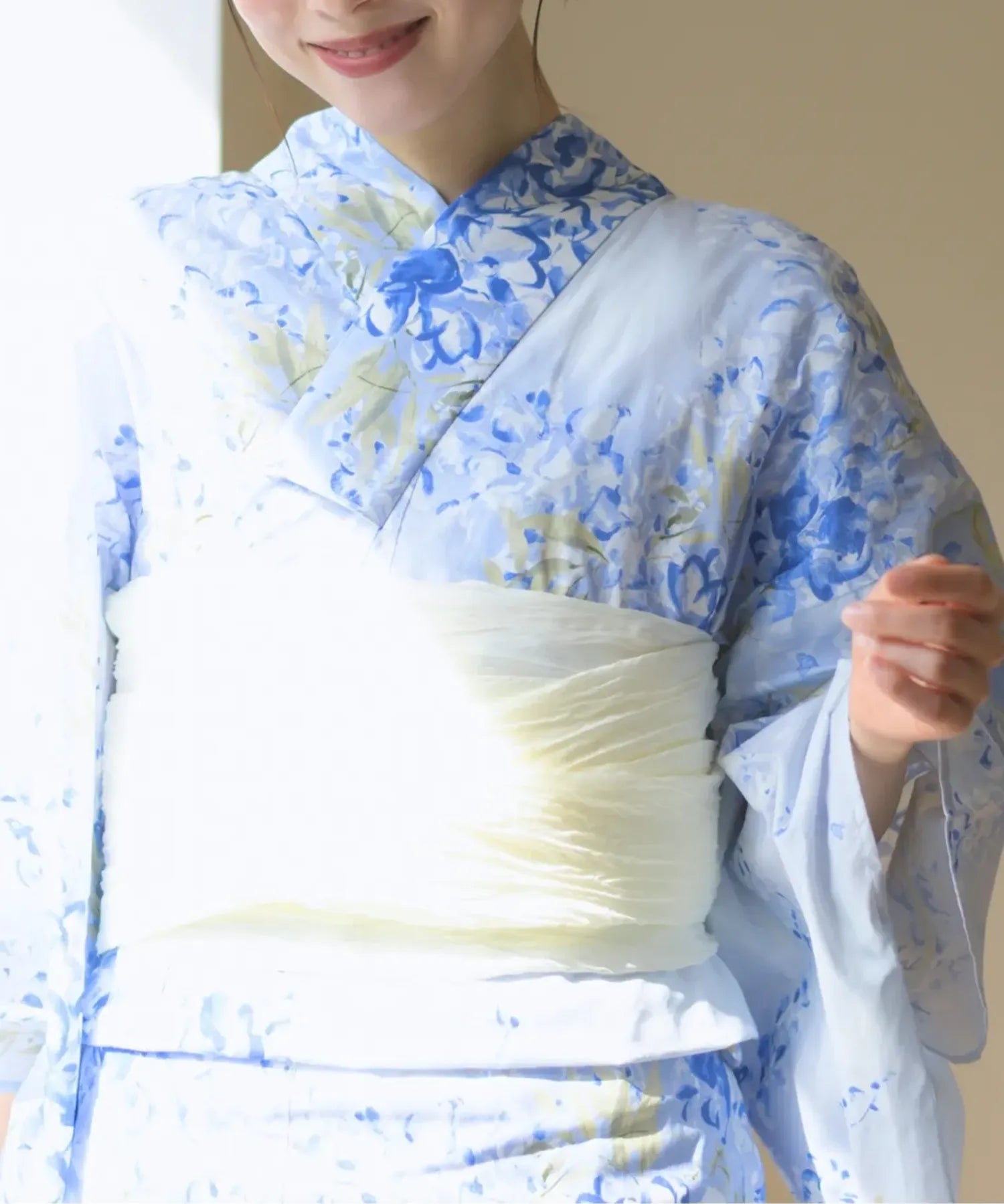 夏花浴衣 藤露の涼風 下駄付き5点セット(浴衣・兵児帯・腰紐×2・下駄)