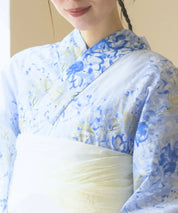 夏花浴衣 藤露の涼風 下駄付き5点セット(浴衣・兵児帯・腰紐×2・下駄)