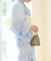夏花浴衣 藤露の涼風 下駄付き5点セット(浴衣・兵児帯・腰紐×2・下駄)