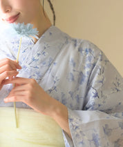 夏花浴衣 木蓮雲隠れ 下駄付き5点セット(浴衣・兵児帯・腰紐×2・下駄)