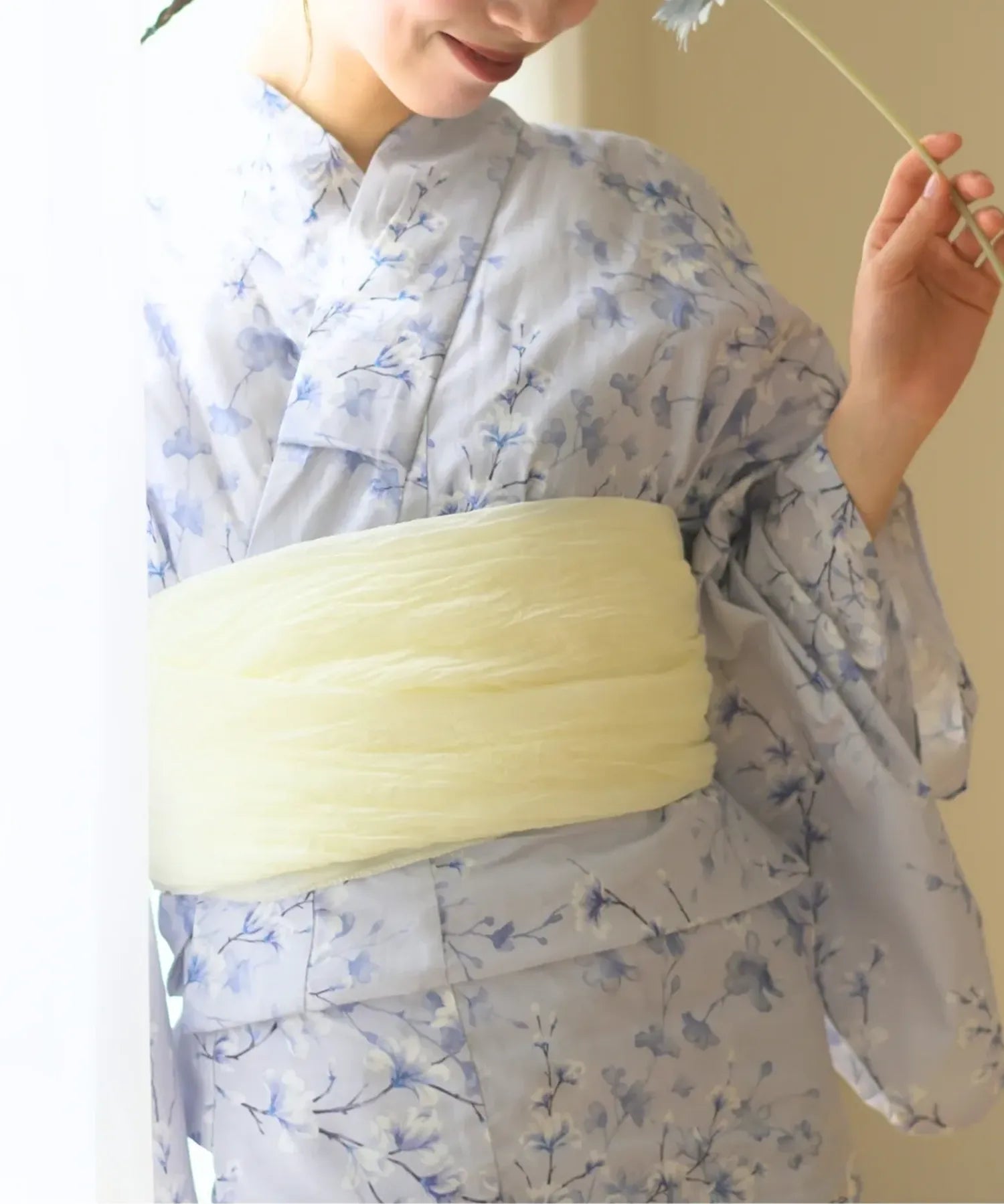 夏花浴衣 木蓮雲隠れ 下駄付き5点セット(浴衣・兵児帯・腰紐×2・下駄)