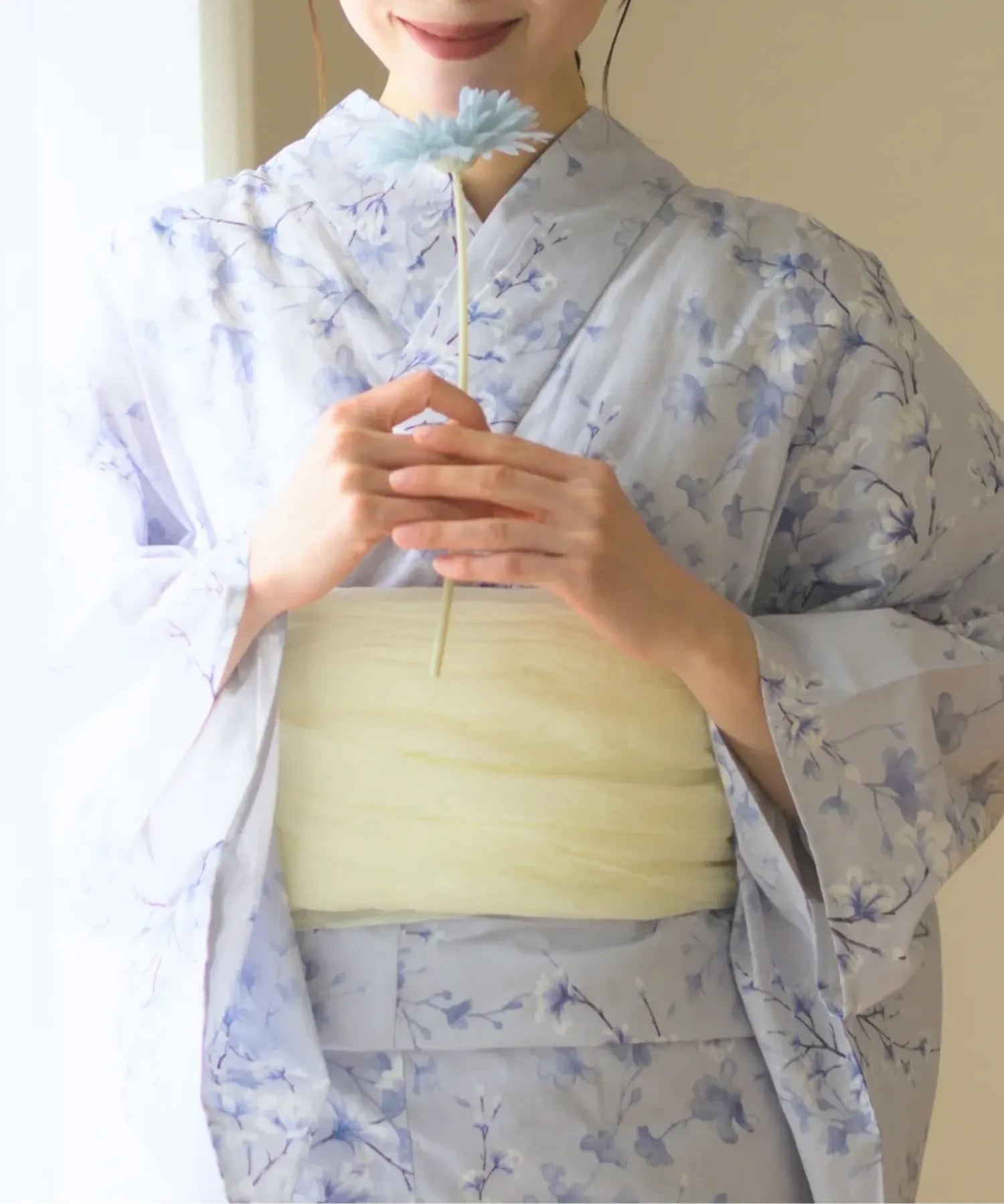 夏花浴衣 木蓮雲隠れ 下駄付き5点セット(浴衣・兵児帯・腰紐×2・下駄)