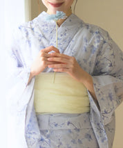 夏花浴衣 木蓮雲隠れ 下駄付き5点セット(浴衣・兵児帯・腰紐×2・下駄)
