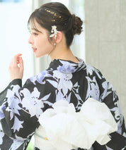 夏花浴衣 月下の百合調べ 下駄付き5点セット(浴衣・兵児帯・腰紐×2・下駄)
