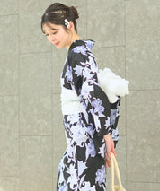 夏花浴衣 月下の百合調べ 下駄付き5点セット(浴衣・兵児帯・腰紐×2・下駄)