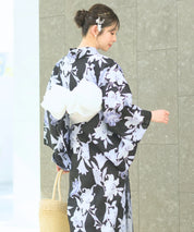 夏花浴衣 月下の百合調べ 下駄付き5点セット(浴衣・兵児帯・腰紐×2・下駄)