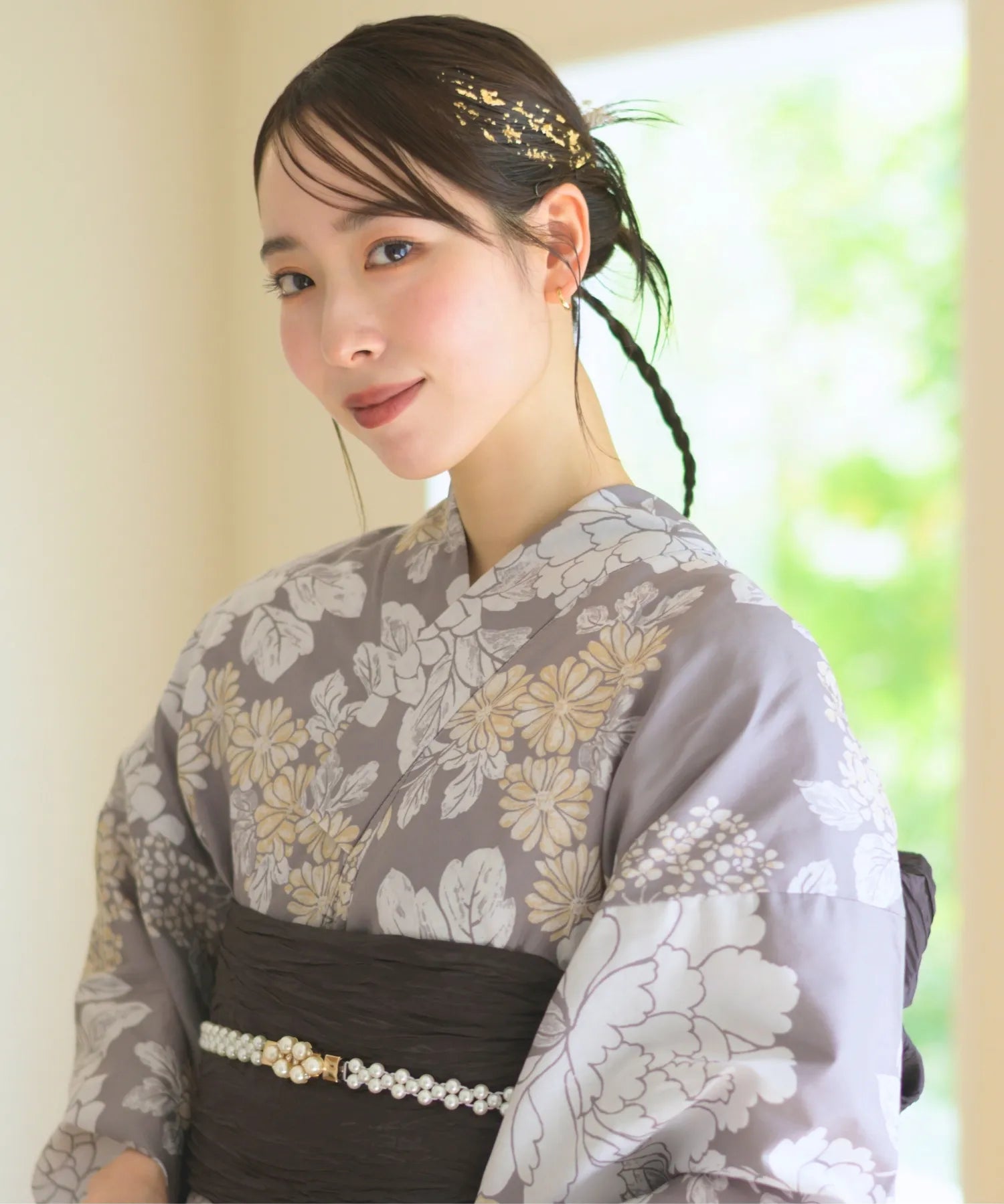 夏花浴衣 和花の柔香 下駄付き5点セット(浴衣・兵児帯・腰紐×2・下駄)