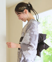夏花浴衣 和花の柔香 下駄付き5点セット(浴衣・兵児帯・腰紐×2・下駄)