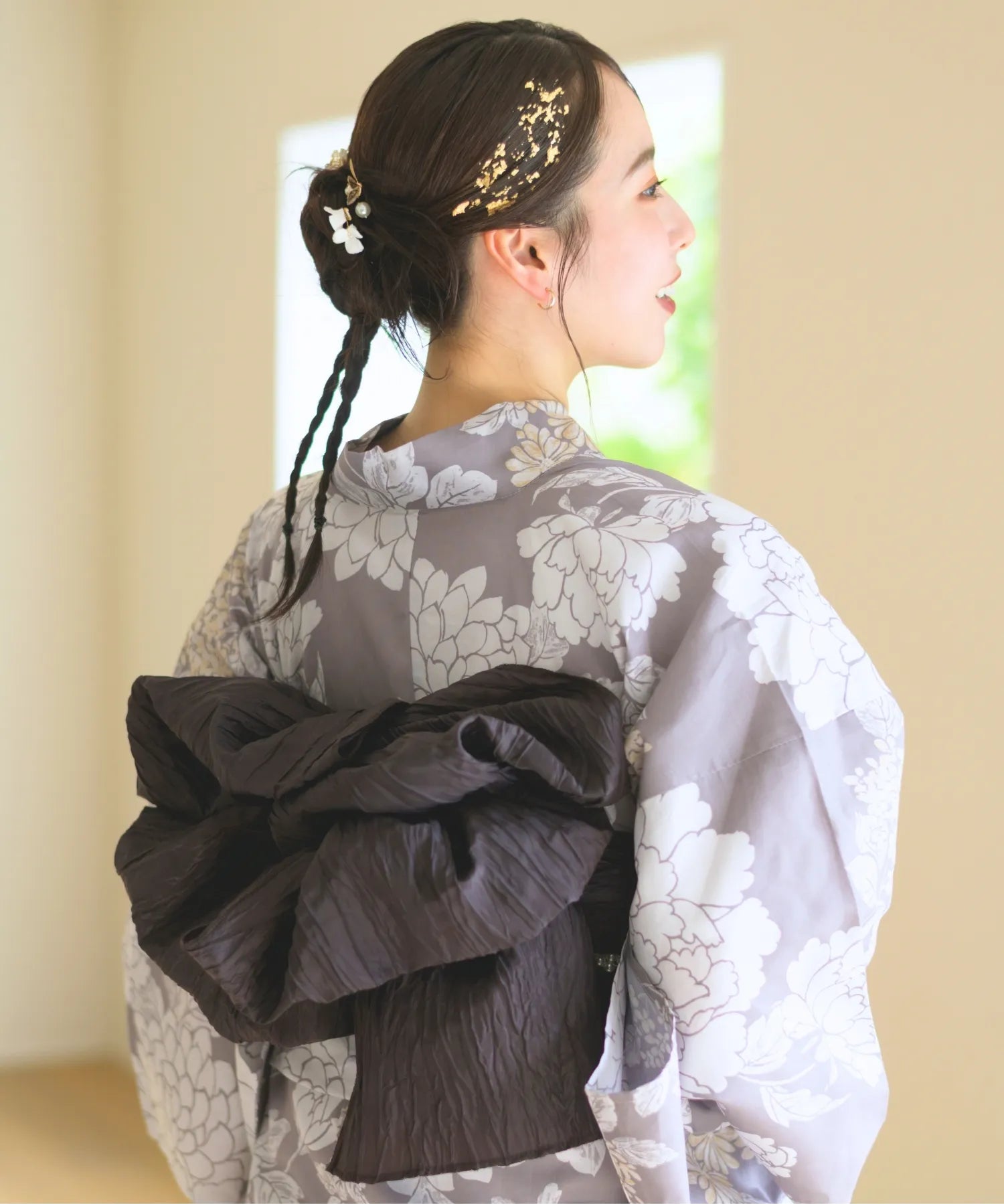 夏花浴衣 和花の柔香 下駄付き5点セット(浴衣・兵児帯・腰紐×2・下駄)