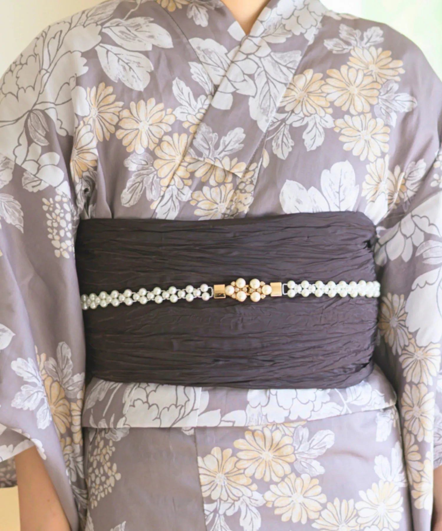 夏花浴衣 和花の柔香 下駄付き5点セット(浴衣・兵児帯・腰紐×2・下駄)