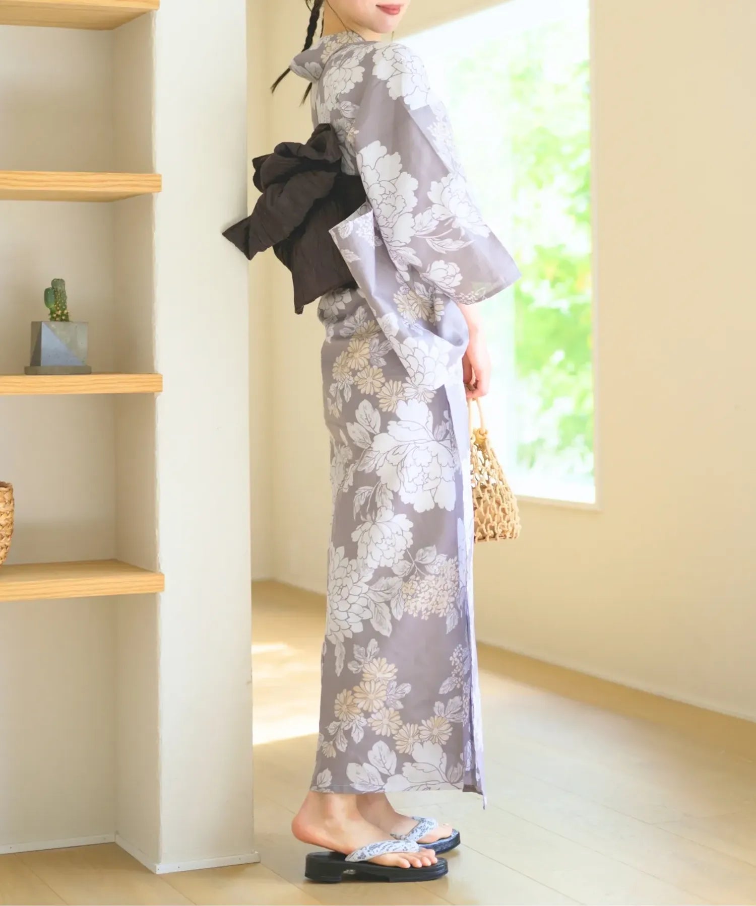 夏花浴衣 和花の柔香 下駄付き5点セット(浴衣・兵児帯・腰紐×2・下駄)