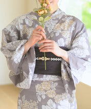 夏花浴衣 和花の柔香 下駄付き5点セット(浴衣・兵児帯・腰紐×2・下駄)