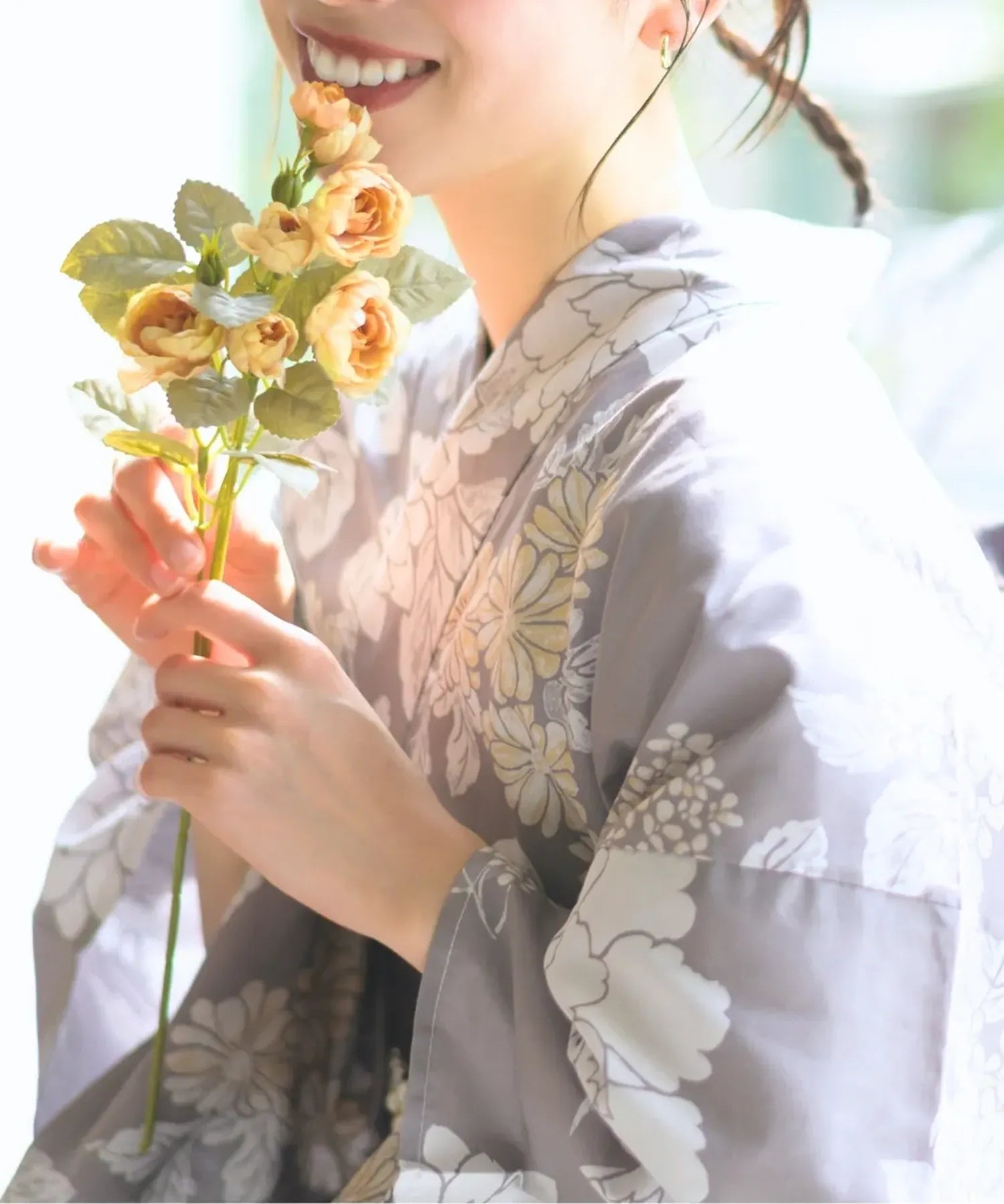 夏花浴衣 和花の柔香 下駄付き5点セット(浴衣・兵児帯・腰紐×2・下駄)