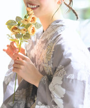 夏花浴衣 和花の柔香 下駄付き5点セット(浴衣・兵児帯・腰紐×2・下駄)
