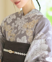 夏花浴衣 和花の柔香 下駄付き5点セット(浴衣・兵児帯・腰紐×2・下駄)