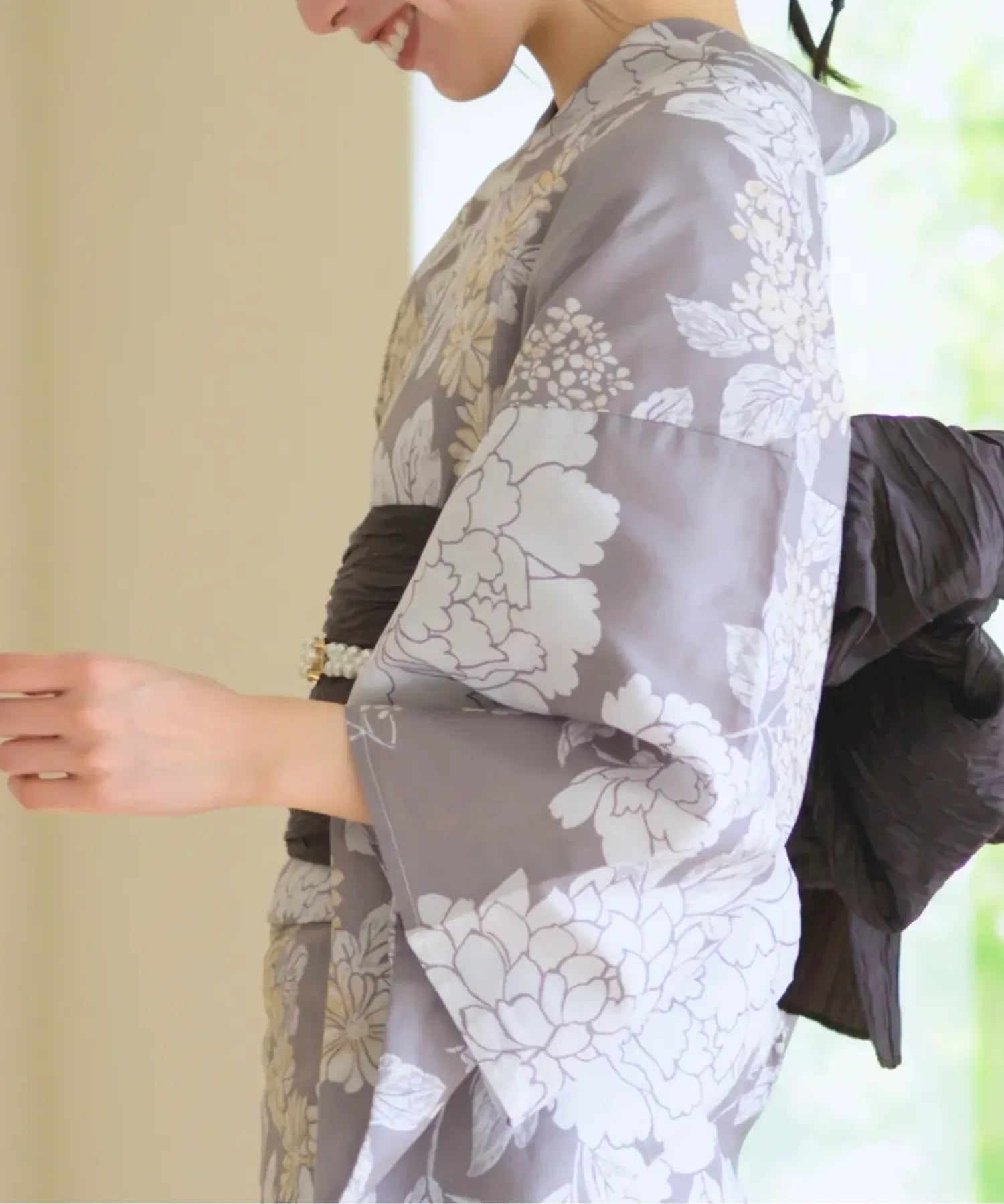 夏花浴衣 和花の柔香 下駄付き5点セット(浴衣・兵児帯・腰紐×2・下駄)