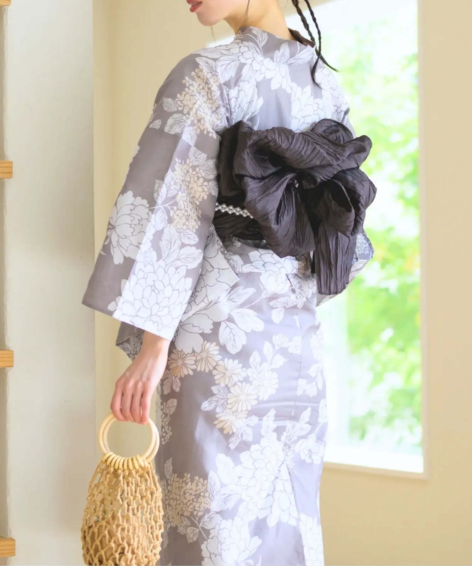 夏花浴衣 和花の柔香 下駄付き5点セット(浴衣・兵児帯・腰紐×2・下駄)
