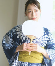 夏花浴衣 紺菊華 下駄付き5点セット(浴衣・兵児帯・腰紐×2・下駄)
