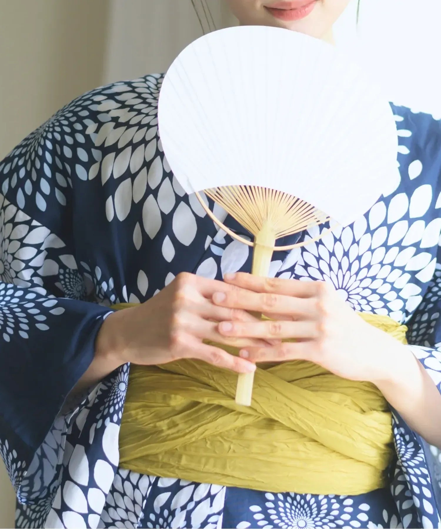 夏花浴衣 紺菊華 下駄付き5点セット(浴衣・兵児帯・腰紐×2・下駄)