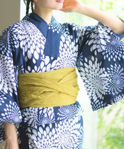 夏花浴衣 紺菊華 下駄付き5点セット(浴衣・兵児帯・腰紐×2・下駄)