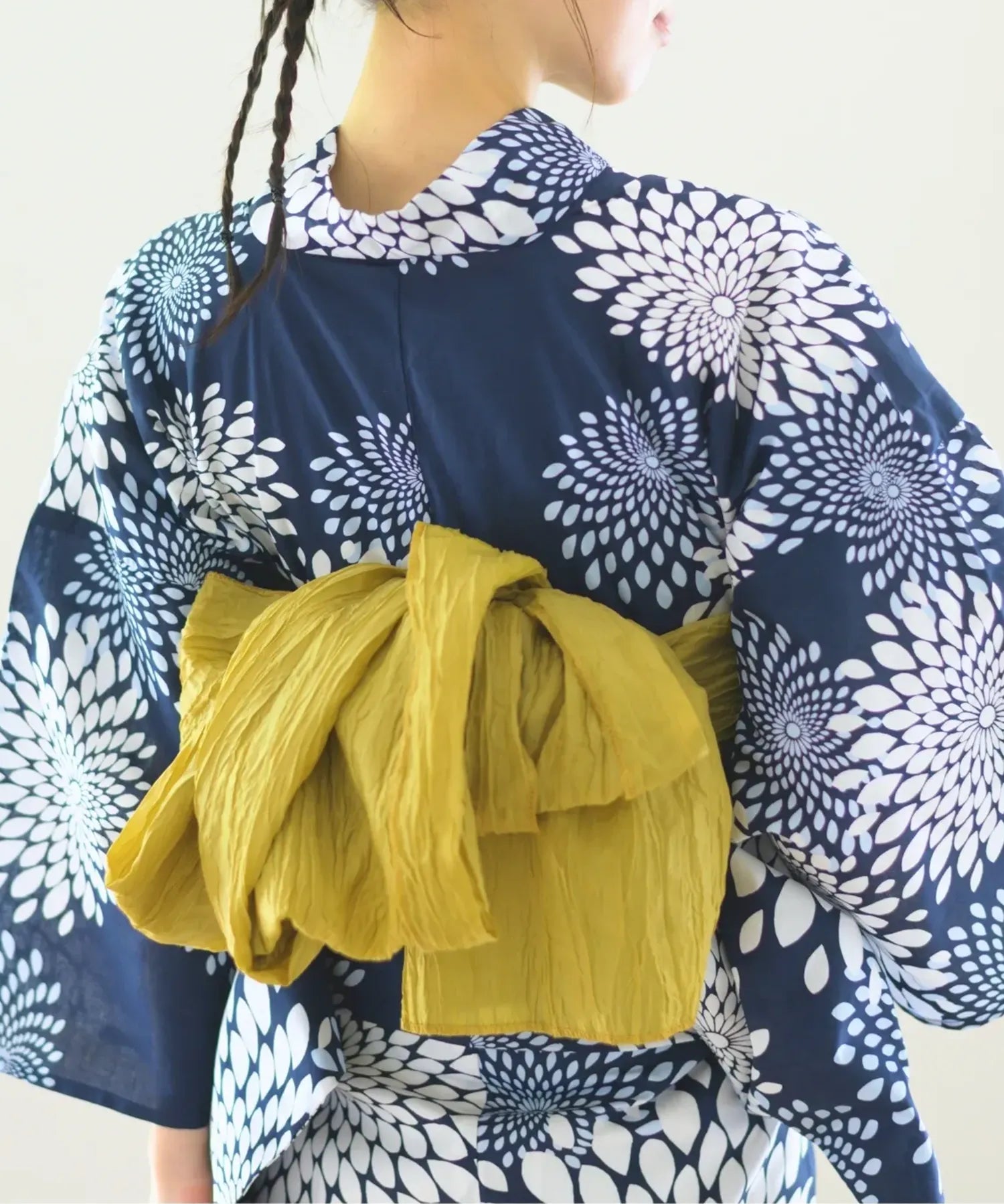 夏花浴衣 紺菊華 下駄付き5点セット(浴衣・兵児帯・腰紐×2・下駄)