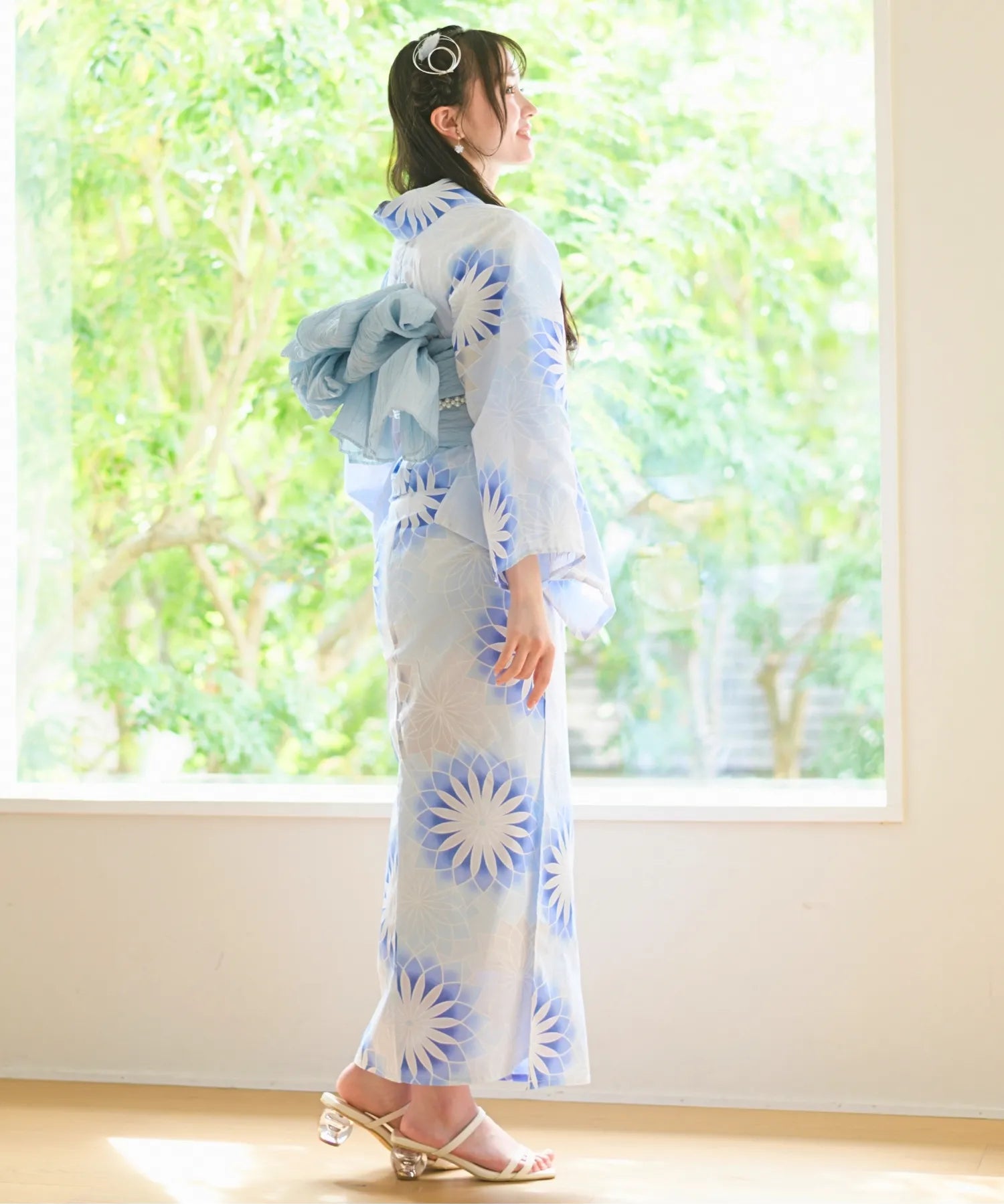 夕涼浴衣 月波水音 二部式3点セット(上衣・下衣・兵児帯) – shop