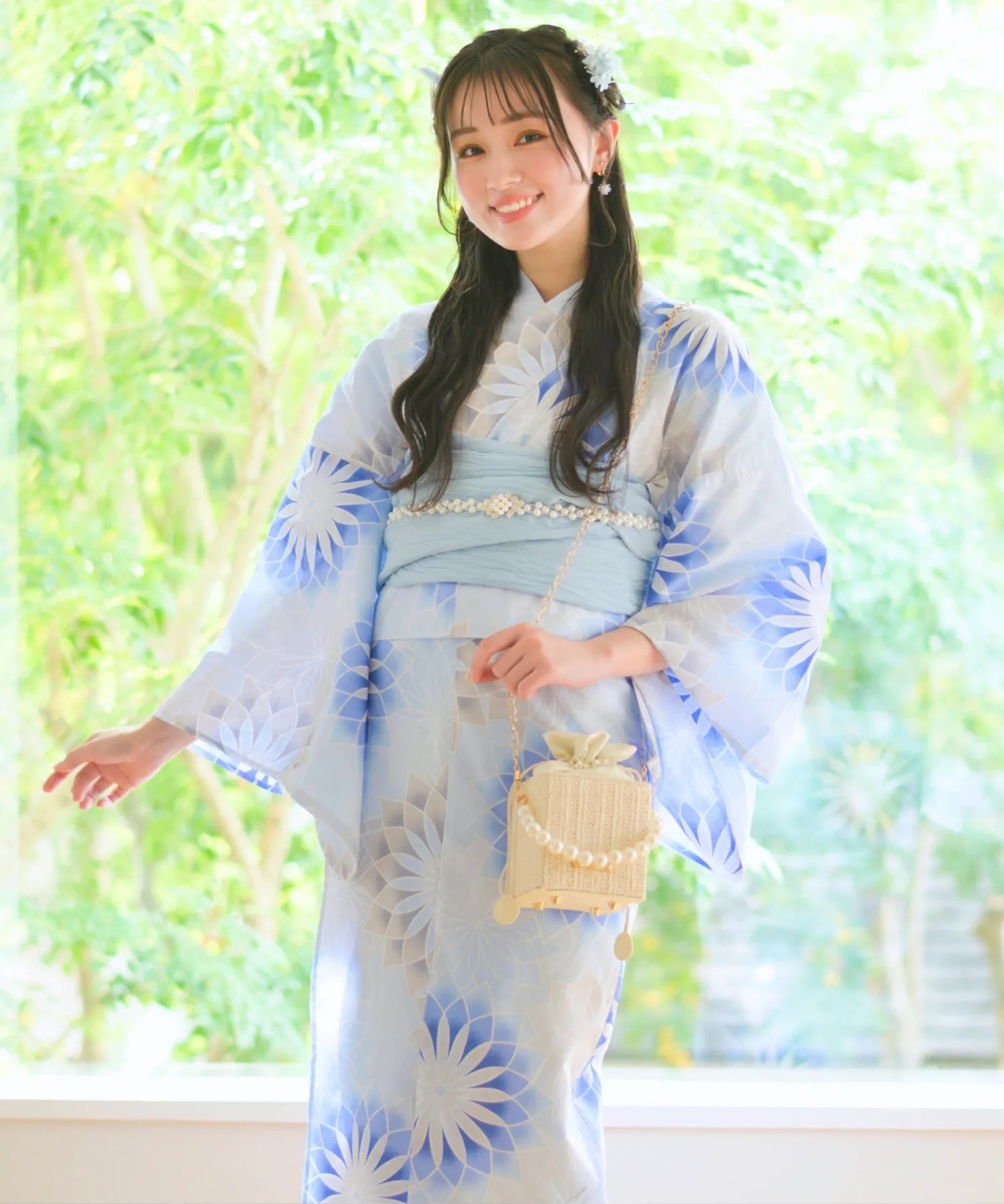 夕涼浴衣 月波水音 二部式3点セット(上衣・下衣・兵児帯)