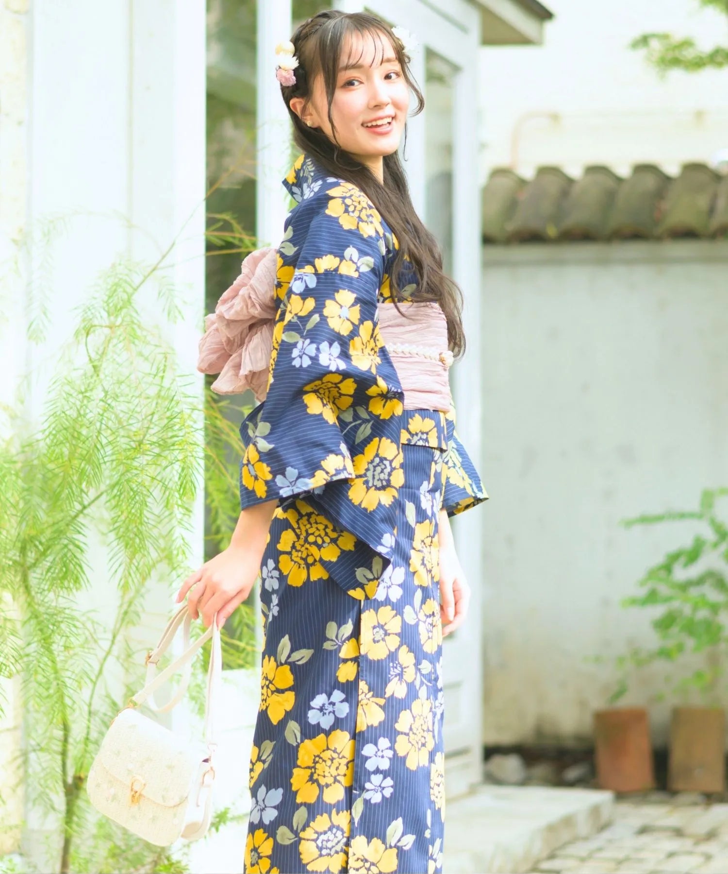 夕涼浴衣 星夜の花姫 二部式3点セット(上衣・下衣・兵児帯)