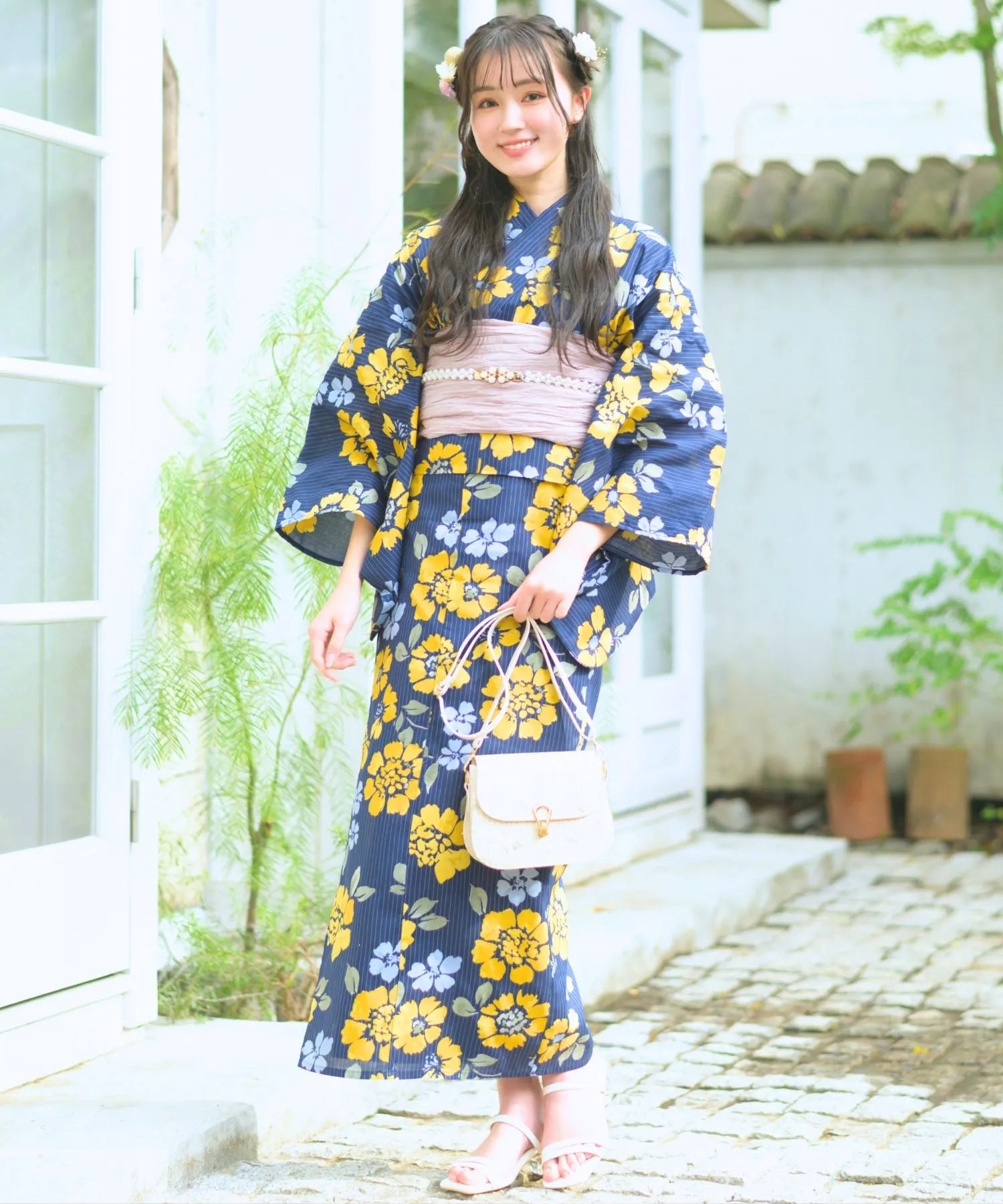 夕涼浴衣 星夜の花姫 二部式3点セット(上衣・下衣・兵児帯)