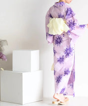 夏花浴衣 紫花ゆらり 4点セット(浴衣・兵児帯・腰紐×2)