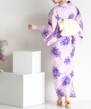 夏花浴衣 紫花ゆらり 4点セット(浴衣・兵児帯・腰紐×2)