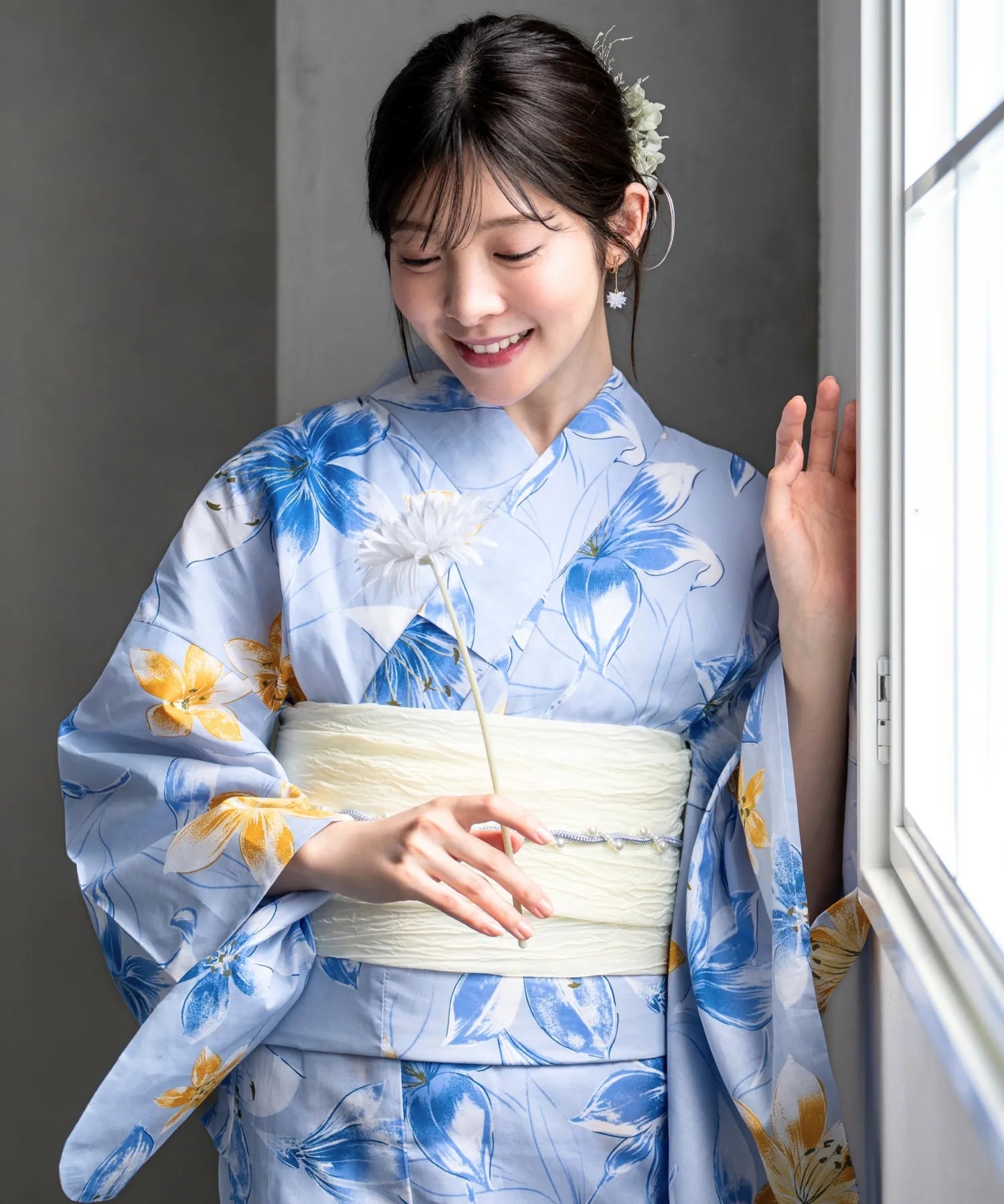夏花浴衣 夏紋涼花 4点セット(浴衣・兵児帯・腰紐×2)