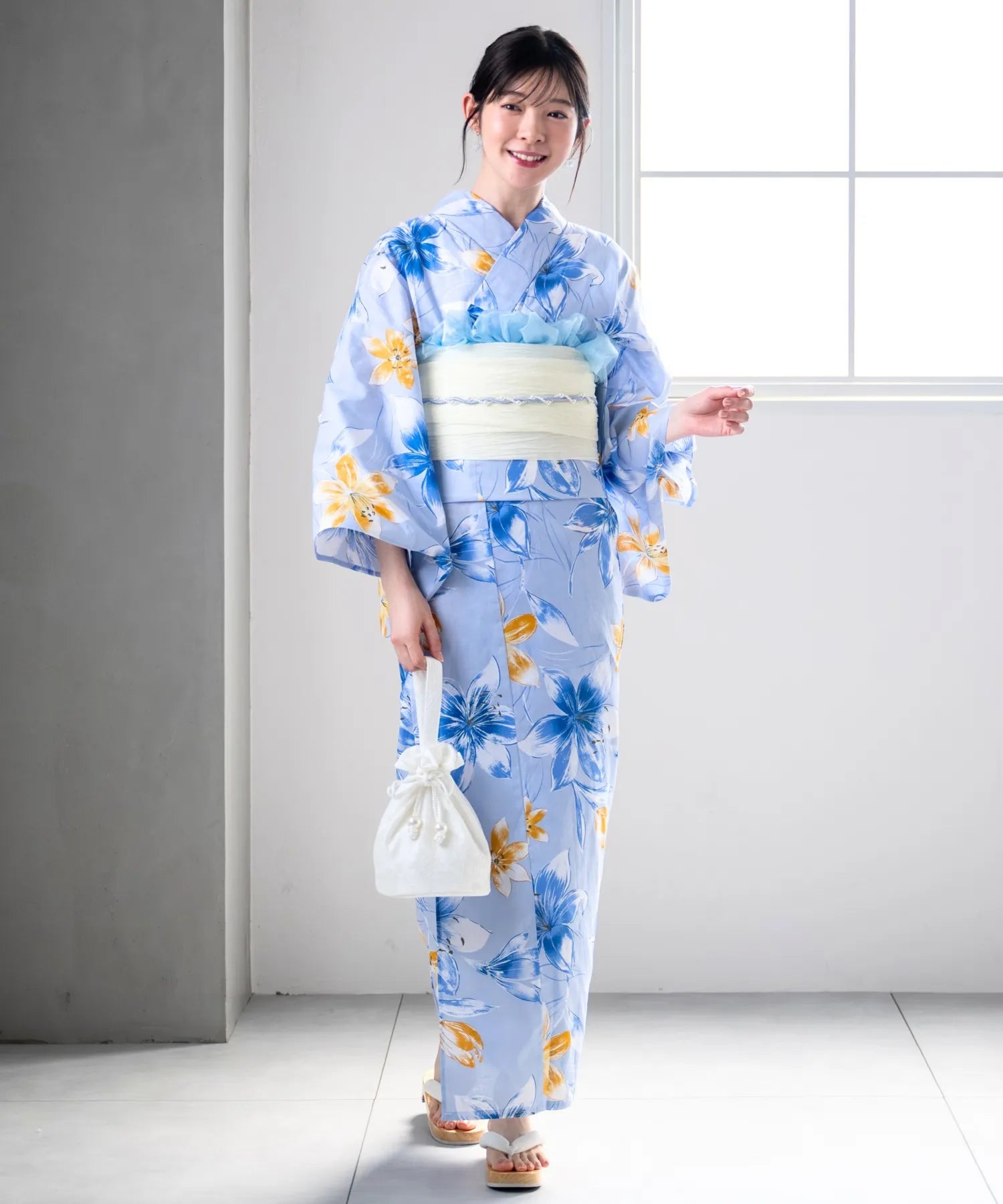 夏花浴衣 夏紋涼花 4点セット(浴衣・兵児帯・腰紐×2)