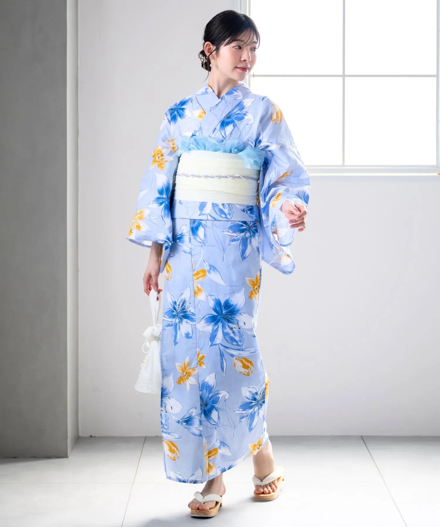 夏花浴衣 夏紋涼花 4点セット(浴衣・兵児帯・腰紐×2)