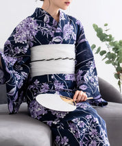 夏花浴衣 花影の紫陽花 4点セット(浴衣・兵児帯・腰紐×2)