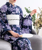 夏花浴衣 花影の紫陽花 4点セット(浴衣・兵児帯・腰紐×2)
