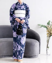 夏花浴衣 花影の紫陽花 4点セット(浴衣・兵児帯・腰紐×2)