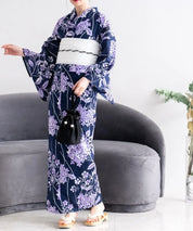 夏花浴衣 花影の紫陽花 4点セット(浴衣・兵児帯・腰紐×2)