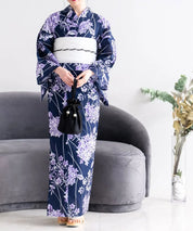 夏花浴衣 花影の紫陽花 4点セット(浴衣・兵児帯・腰紐×2)