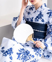 夏花浴衣 紫陽花淡しずく 4点セット(浴衣・兵児帯・腰紐×2)