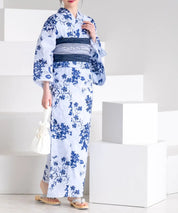夏花浴衣 紫陽花淡しずく 4点セット(浴衣・兵児帯・腰紐×2)