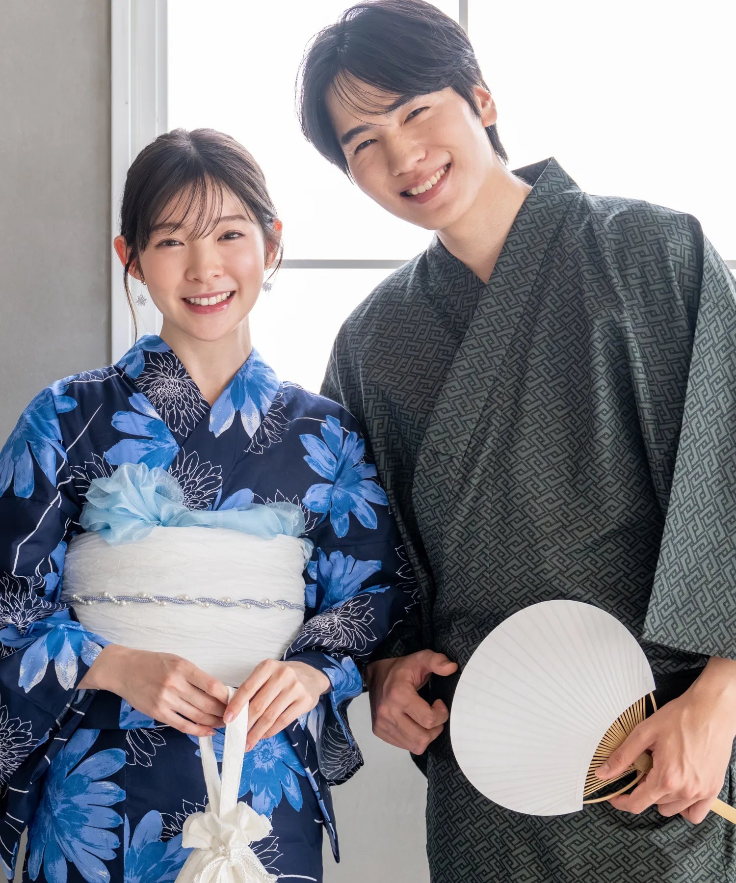 粋夏浴衣 深翠格子 メンズ 3点セット(浴衣・角帯・雪駄)