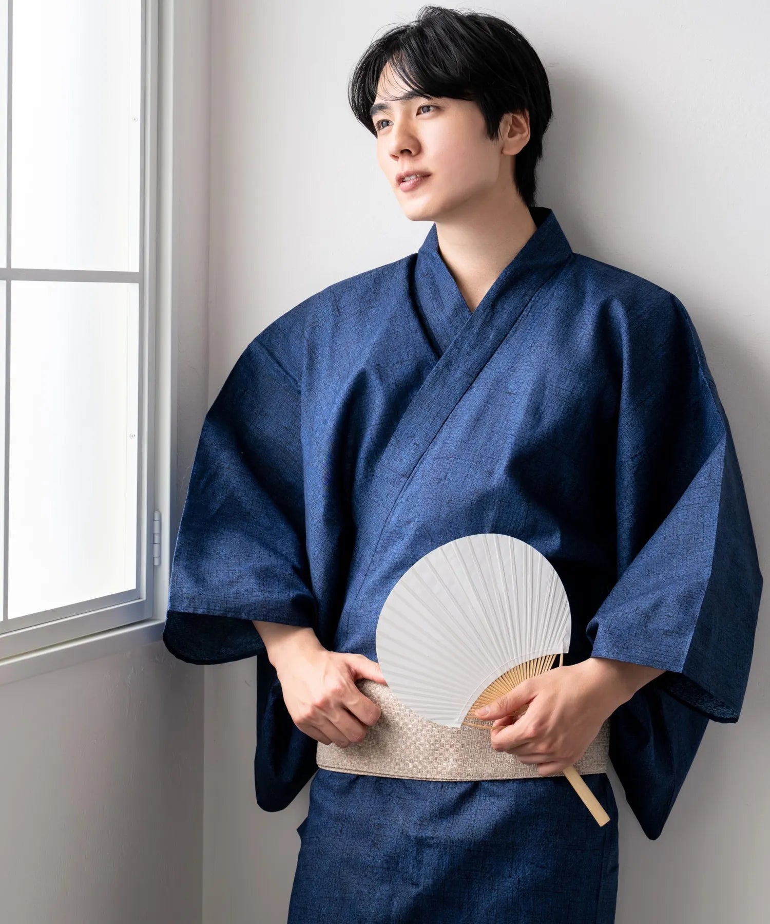 粋夏浴衣 和調藍織 メンズ 3点セット(浴衣・角帯・雪駄)