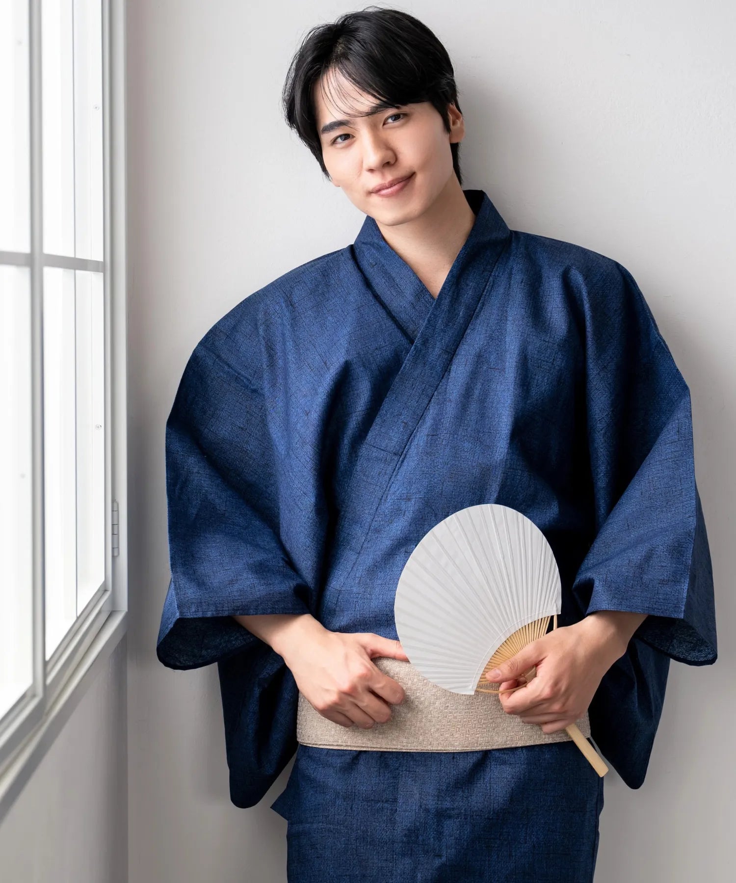 粋夏浴衣 和調藍織 メンズ 3点セット(浴衣・角帯・雪駄)